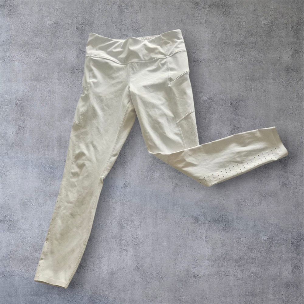 Cream High-Waisted Leggings